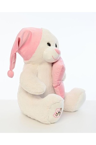 Pufu Toys Pelüş Uyku Arkadaşım Ayıcık 60 Cm Beyaz Pembe 03007 Krem