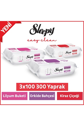 Sleepy Easy Clean Lilyum+ Orkide+ Kiraz Çiçeği Yüzey Temizlik Havlusu&Mendili 3x100 (300 Yaprak)