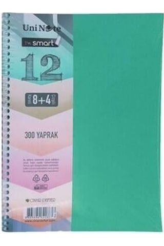 I'am Smart Plastik Kapak 300 Yaprak 8+4 Bölmeli Spiralli A4 Defter