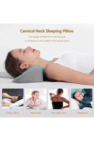 Servikal Yastık, Hafızalı Köpük Kontur Yastığı, Yan Uyuyan Yatak Gri