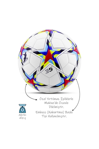 Uefa Şampiyonlar Ligi Futbol Topu 4 Astarlı No:5 480 Gr + Pompa Hediyeli X500 Çok Renkli