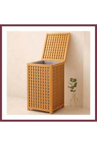 Storeşahin Kalın Bambu Kirli Çamaşır Sepeti 40x40x58 Cm Shn0720