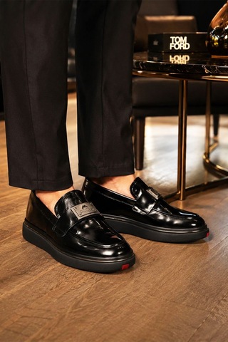 Marcomen Erkek Rugan Casual Ayakkabı 23251 Siyah