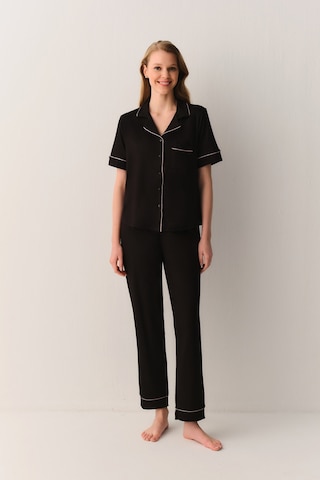 Suwen Misty Gömlek Yaka Pijama Takımı Sh26629660b012 Siyah