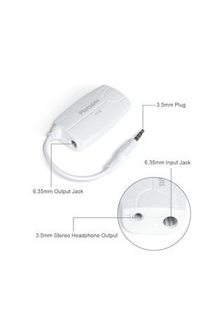 Yaozixa Gitar Ve Bas Girişli Akıllı Telefon/tablet Efekt Çevirici - 6.35mm Ve 3.5mm Çıkışlı Beyaz Adaptör