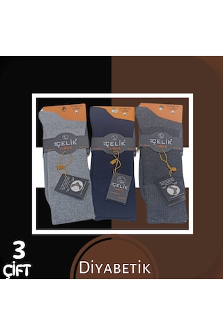 Asçelik 3 Lü Diyabetik Erkek Çorap Asörti Renk Çok Renkli
