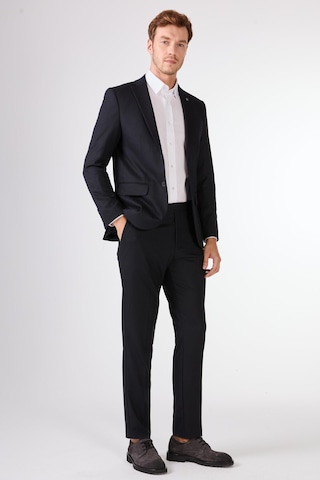 Dufy Koyu Lacivert Armürlü Slim Fit Casual Takım Elbise Lacivert