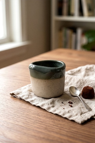 Must Bej/mavi Stoneware El Yapımı Mug & Türk Kahvesi Karışık 2li Set 8633