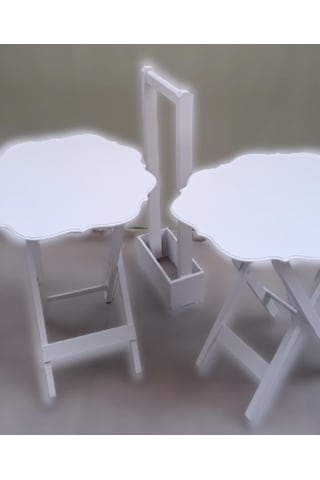 1448bng90084çanta Zigon Sehpa Yonca Model İkili Takım Ahşap Mdf Beyaz Renk Uyumu El Yapımı