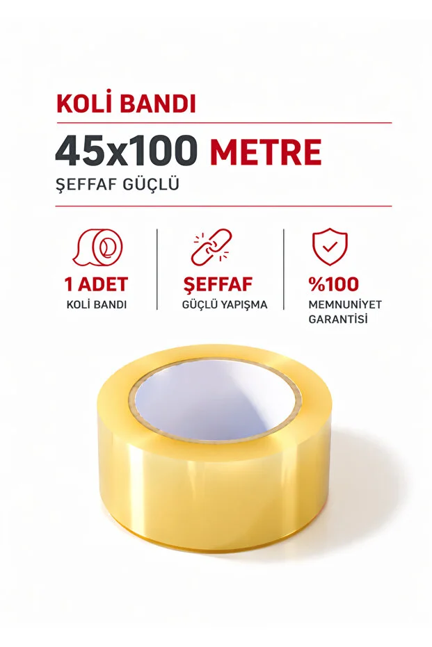 Koli Bantı Kesme Aparatı Ve 100 M X 4,5 Cm Koli Bantı - 1 Adet Bant Kesici Ve 1 Adet Koli Bantı Set Halinde