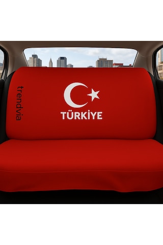 Türkiye Ay Yıldız Bayraklı Ön Ve Arka Oto Koltuk Kılıfı Seti Penye Servis Tipi Koltuk Koruyucu