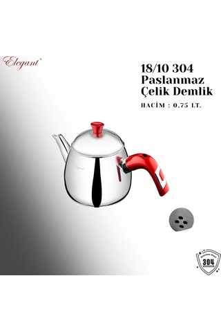 Damla Mini Boy Bakalit Kulplu Çaydanlık Takımı - Kırmızı İnsörtlü Kırmızı
