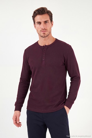 Buratti Pamuklu Regular Fit Düğmeli Bisiklet Yaka Sweat Erkek Sweat 5905852 Vişne