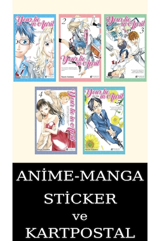 Your Lie İn April 1-2-3-4-5 Manga Seti 5 Kitap / Anime-manga Sticker Ve Kartpostal