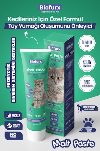 Biofurx Malt Paste - Kedi Malt Macunu 100 G Kedi Tüy Yumağı Önleyici