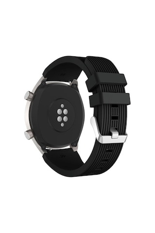 Xiaomi Mi Watch Kordon Kayış 22mm Spor Çizgili Silikon Metal Tokalı Delux Silikon