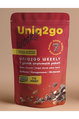 Uniq2go Weekly Kakaolu ve Bademli Proteinli Meyve Bar 7 Adet 50 G