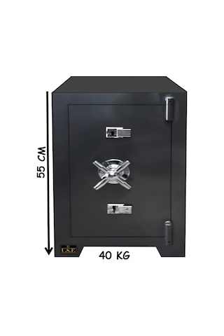 U.S.F Ev ve Ofis Tipi Çelik Çift Anahtarlı Para Kasası 55 CM 40 KG - Gri