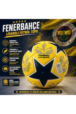Fenerbahçe Lisanslı Futbol Topu No:5 430 Gr Dayanıklı Dikişli Profesyonel Top Sarı