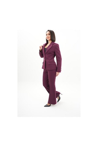 Velnara Moda Mürdüm Modern Klasik Kadın Takım Elbise - Düğme Detaylı Ceket & İspanyol Paça Pantolon Mürdüm - 942450642 Mürdüm