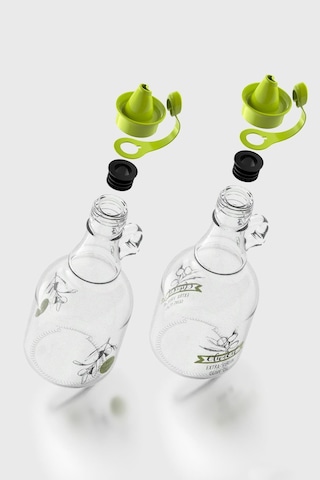 Renga Urla Desenli 500 Ml Yeşil Kapaklı 2'li Cam Yağlık Seti 152076 Yeşil