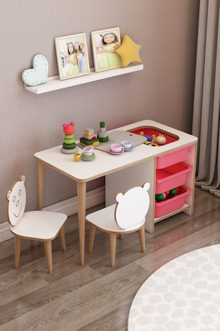 Moniev Çocuk Çalışma Masası Oyun Ve Etkinlik Masası Yaz Sil Masa Pembe Pembe