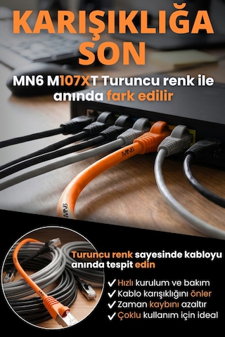 Mn6 M107xt 60 Metre Ethernet Kablosu/cat6 23awg Utp 0.57mm/çıft Kat Korumalı/iç Dış Mekan Uyumlu 60 M