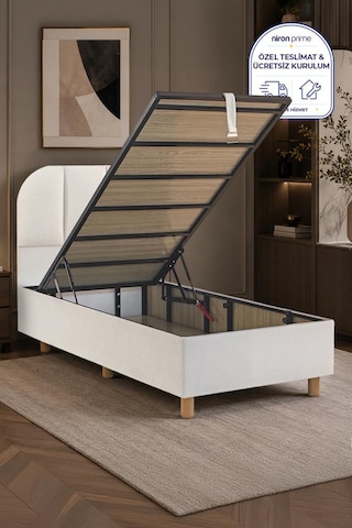 Niron Bohem Klapa 90x190 Cm Tek Kişilik Baza Başlık Seti - Sandıklı Modern Takım 90 x 190