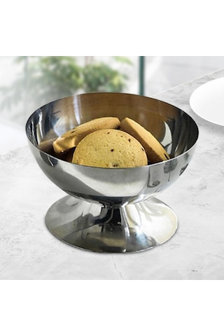 Homyl Paslanmaz Çelik Dondurma Fincan Tatlı Parti Bebek 6cm Gümüş