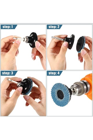 4 Parça Pimli Flap Zımpara Seti