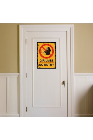 Girilmez No Entry Retro Vintage Ahşap Poster 366511