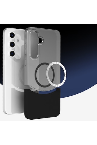 Ariatech Galaxy Uyumlu S25 Plus Kılıf M-safe Şarj Özellikli Mıknatıslı Duble Kapak - Siyah Siyah