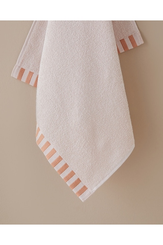 English Home Stripe Edge Pamuk Yüz Havlusu 50x80 Cm Pudra Pudra