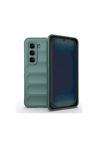 Mobilteam İnfinix Hot 50 4g Kılıf Esnek Tpu Oyuklu Arka Yüzey Tasarımlı Etnik Silikon Yeşil