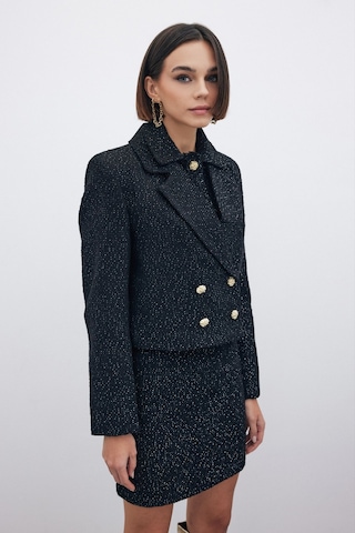 Sateen Simli Kısa Tüvit Ceket - Siyah-135269 Siyah
