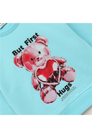 Wanex Kız Çocuk Uzun Kol Kalın Sweatshirt - 32681 Turkuaz