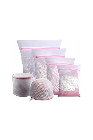 Yaozixa 6'lı Çamaşır Koruma Filesi Seti - Hassas Kıyafetler İçin Nefes Alabilir Yıkama Torbası Pembe