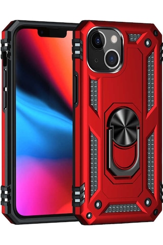 Apple Uyumlu iPhone 13 Mini Kılıf Zore Vega Yüzük Standlı Zırh Kılıf