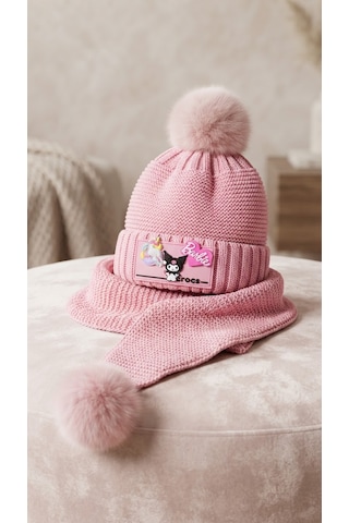 Emila Kids Kız Çocuk 2-5 Yaş - Bere & Atkı Takım AÇIK PEMBE