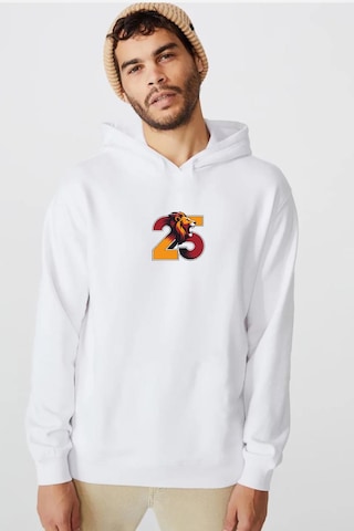 25 Aslan Beyaz Erkek 3ip Kapşonlu Sweatshirt Beyaz