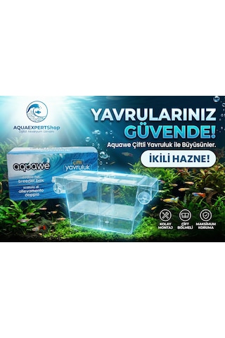 Aquawe Çiftli Yavruluk - Şeffaf Tasarım - 19,5 X 10 Cm - Şeffaf Vantuzlu - Sağlam Yapı - Balıklar İçin Güvenli