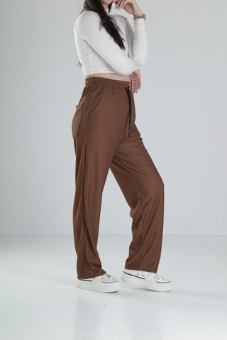 Cocopelli Kahverengi Fitilli Kumas Pantolon Coc2165 Kahverengi