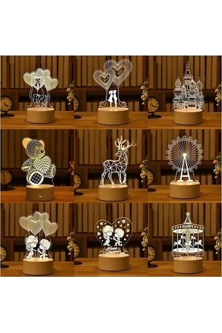 Dancemonkey 3d Lamba İçin Akrilik Usb Led Gece Işıkı Noel Partisi 2