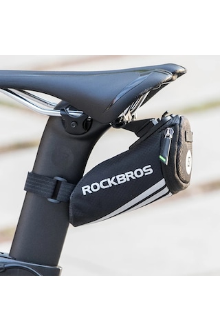 Rockbros Kolay Montaj Bisiklet Sele Altı Çantası Su Geçirmez - 360 Reflektörlü Gri - Siyah