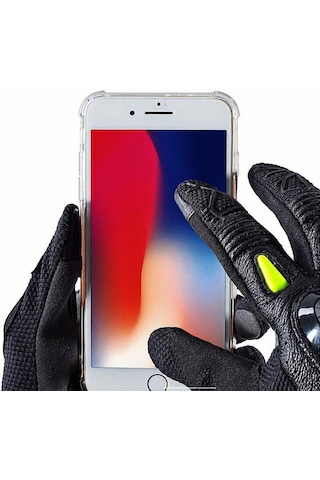 Ebakbak Motosiklet Eldiveni Full Koruma Ayarlanabilir Bilek Bantı Deri Microfiber Kumaş Motor Eldiven Yellow- Black