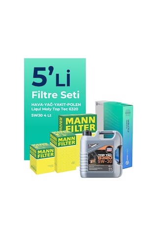 Mann Citroen Ds7 Crossback 1.5 Dizel Filtre Bakım Seti Liqui Moly Motor Yağlı (2017-2023) 5 Li -
