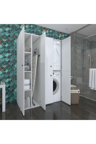 Kenzlife Çamaşır-Kurutma Makinesi Dolabı Kapaklı Yaromira Sol Byz 180*120*60 Banyo Arkalıksız Çok Renkli