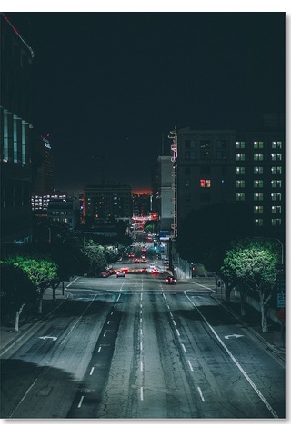 Cakasepetim Gece Binalar Ağaçlar Ve Cadde Ahşap Mdf Tablo