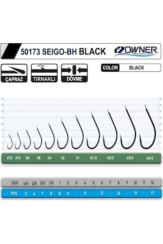 Siyah Tırnaklı Çapraz Olta İğnesi Owner50173 Seigo No:1/0