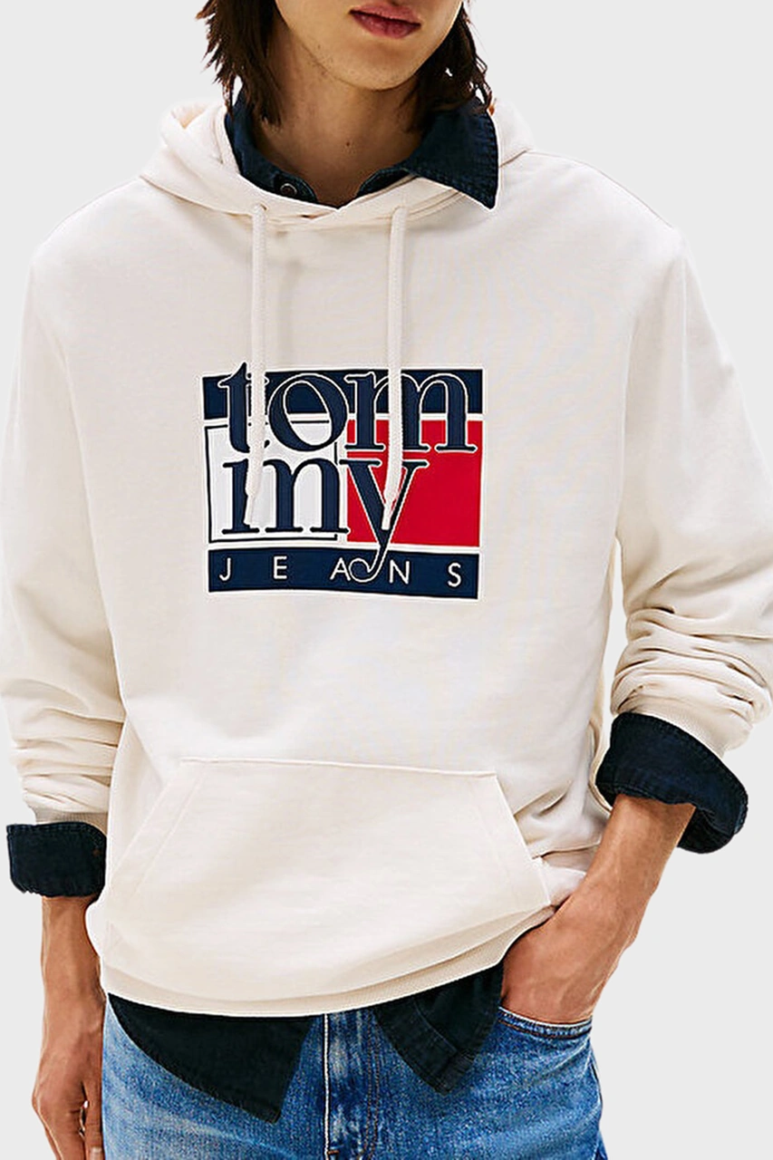 Tommy Jeans Erkek Sweat Dm0dm22092 Ybh Beyaz Beyaz